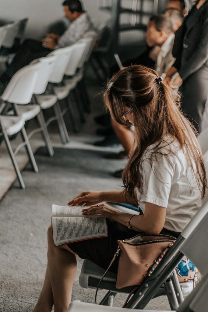 woman holding book