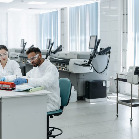 medical practitioners doing a research on a lab